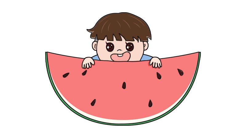 吃西瓜简笔画教程吃西瓜简笔画步骤