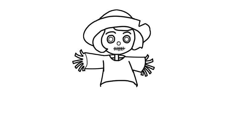 稻草人的简笔画画法稻草人的简笔画步骤