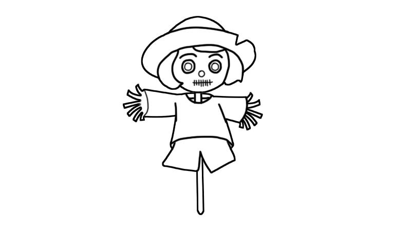稻草人的简笔画画法稻草人的简笔画步骤
