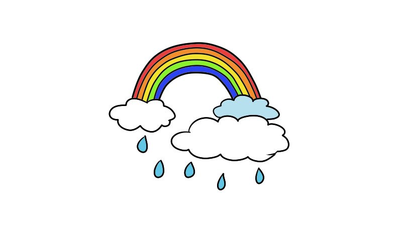 七彩下雨天简笔画怎么画怎么画七彩下雨天简笔画