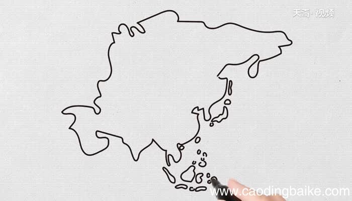 亚洲轮廓图简笔画怎么画亚洲轮廓图简笔画画法
