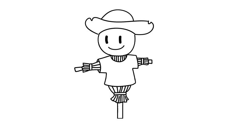 稻草人简笔画教程稻草人简笔画步骤