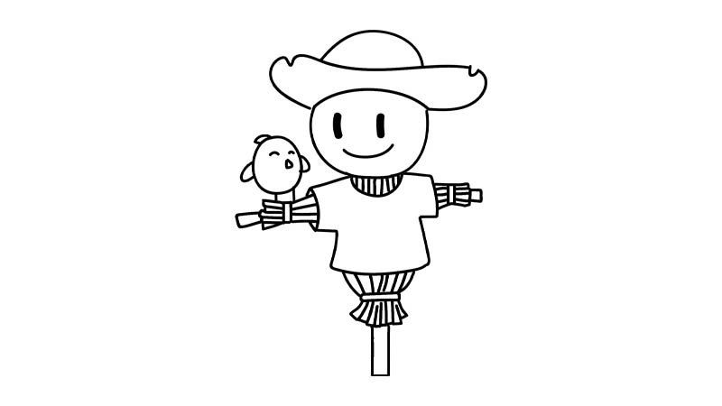 稻草人简笔画教程稻草人简笔画步骤