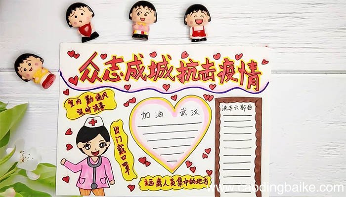 众志成城抗击疫情手抄报 众志成城抗击疫情手抄报画法