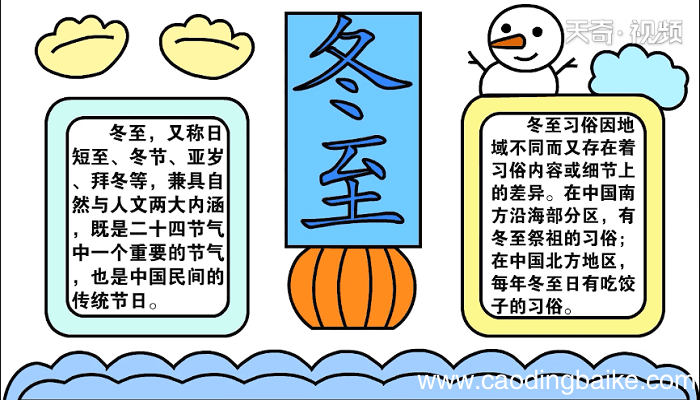 冬至手抄报 冬至画报