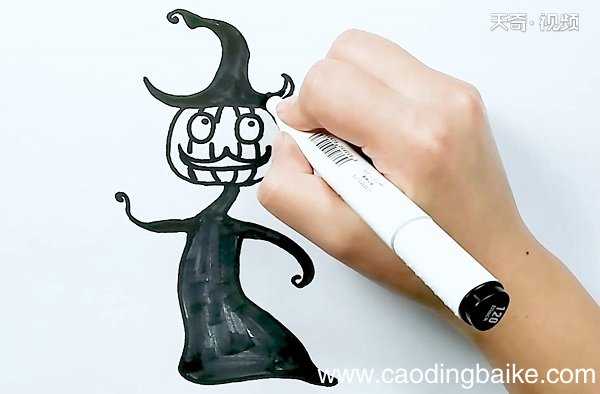 邪恶南瓜巫师简笔画 邪恶南瓜巫师的画法