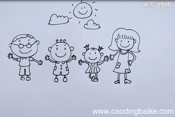 一家四口简笔画