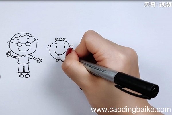 一家四口简笔画