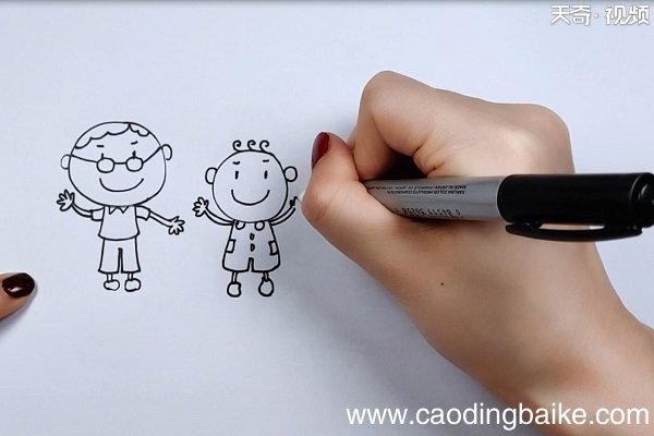 一家四口简笔画