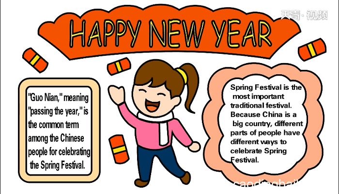 2020新年英语手抄报 2020新年英语画报