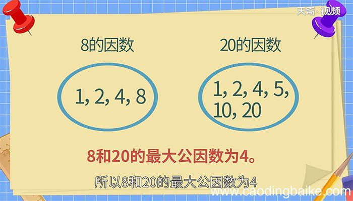 8和20的最大公因数 8和20的最大公因数是多少