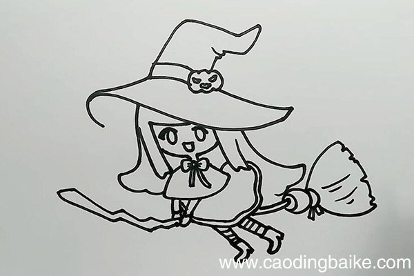 万圣节女巫师简笔画 万圣节女巫师的画法