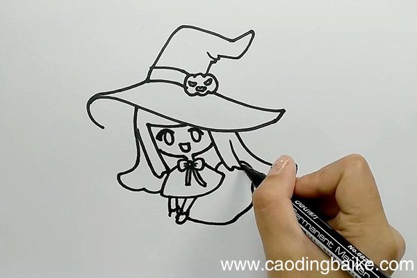 万圣节女巫师简笔画 万圣节女巫师的画法