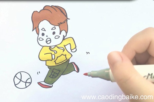 打篮球的小男孩简笔画