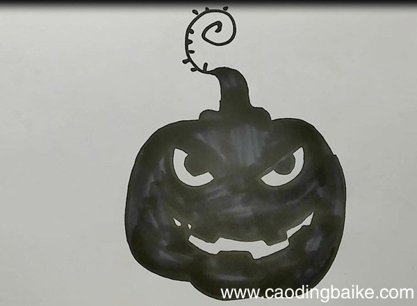 邪恶南瓜剪影简笔画 邪恶南瓜剪影简笔画过程