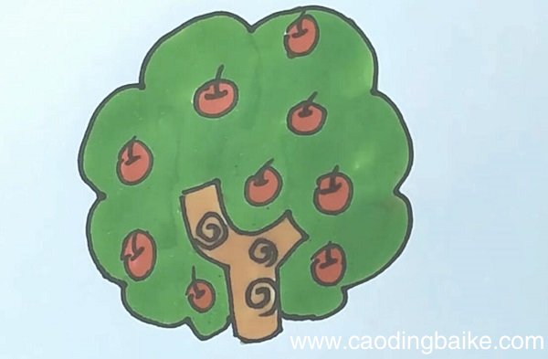 苹果树简笔画 苹果树简笔画画法步骤