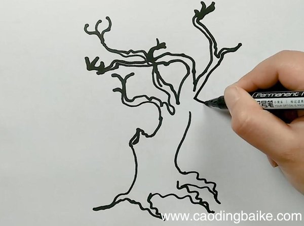 万圣节枯木简笔画万圣节枯木怎么画