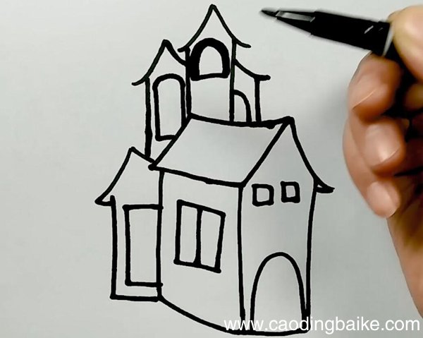 万圣节房屋剪影简笔画万圣节房屋剪影怎么画
