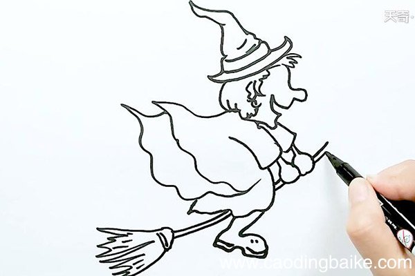 骑扫帚的男巫师简笔画 骑扫帚的男巫师怎么画