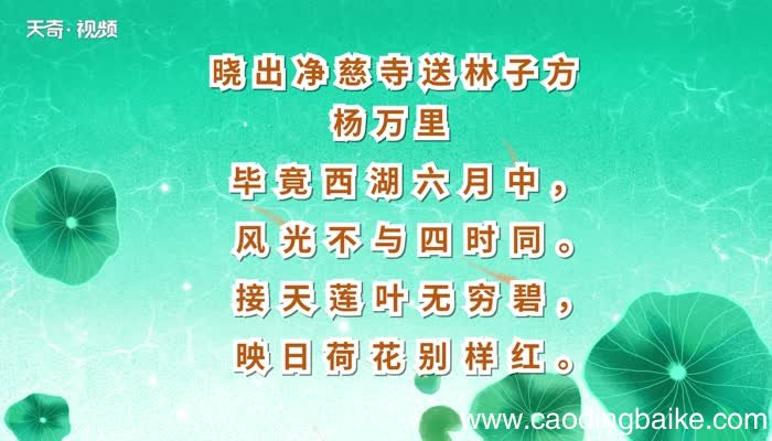 晓出净慈寺送林子方原文 晓出净慈寺送林子方原内容