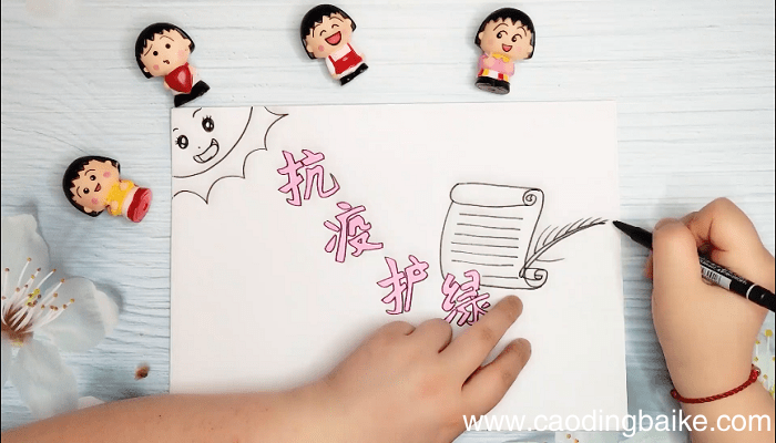 抗疫护绿手抄报 抗疫护绿画报