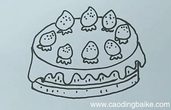 草莓奶油蛋糕简笔画