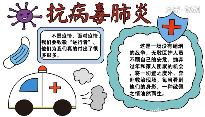 抗病毒肺炎的手抄报 抗病毒肺炎的画报