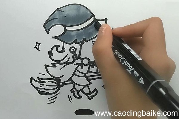 万圣节漂亮的女巫简笔画 万圣节漂亮的女巫的画法