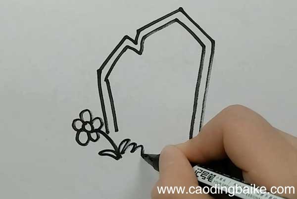 万圣节墓碑简笔画 恐怖万圣节坟墓简笔画