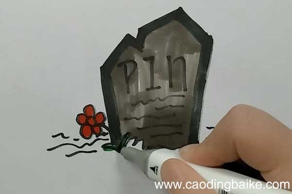万圣节墓碑简笔画 恐怖万圣节坟墓简笔画